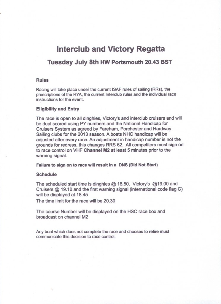 Interclub & Victory Regatta