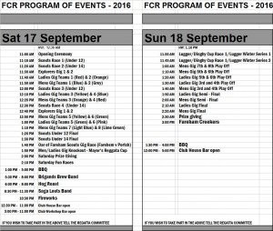 FCR Program of events